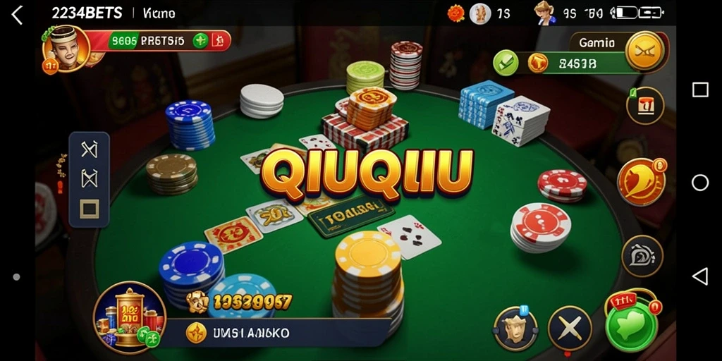 Tampilan gameplay seru dalam permainan QiuQiu 1234BETS.