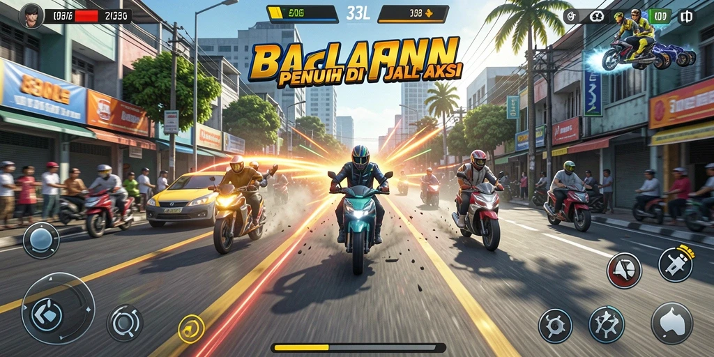 Tampilan gameplay 33L yang mendebarkan dalam balapan.