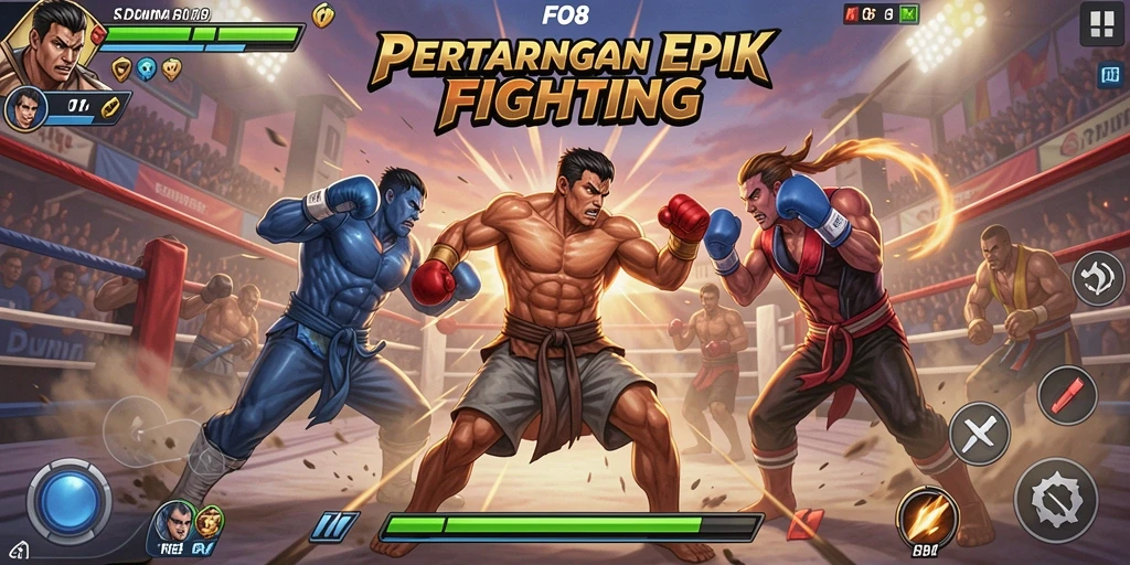 Tampilan gameplay FO8 yang seru dan mendebarkan dengan berbagai karakter.