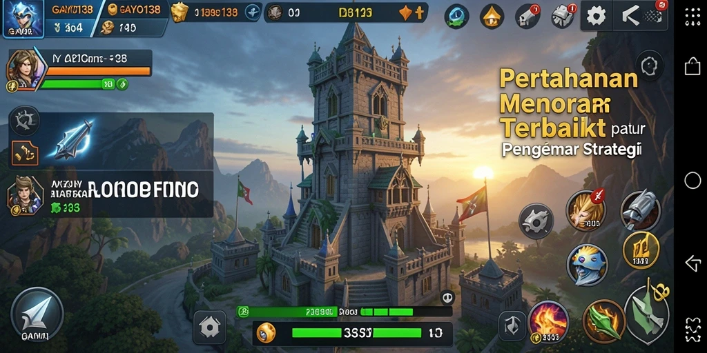 Tangkapan layar menunjukkan aksi seru pertahanan menara dalam GAYO138.