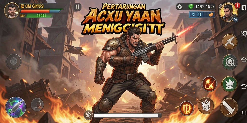 Tampilan utama gameplay GIM999 menunjukkan aksi pertarungan yang mendebarkan.
