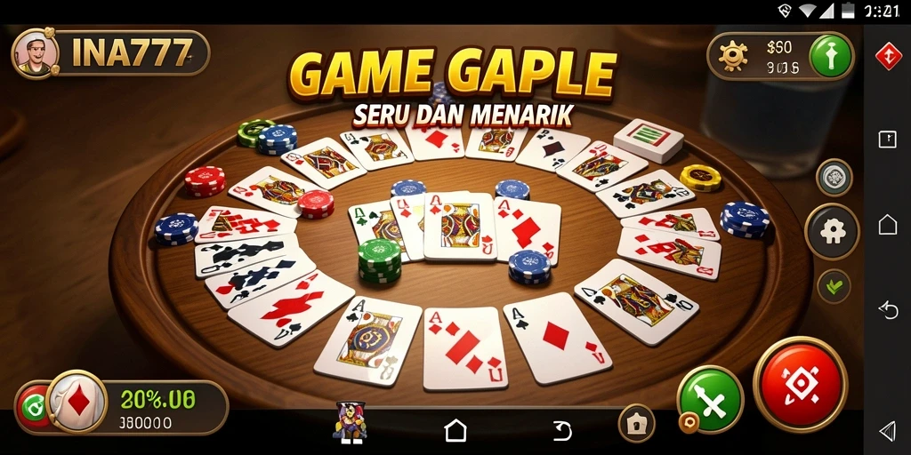 Tampilan gameplay Gaple seru dan menarik di INA777.