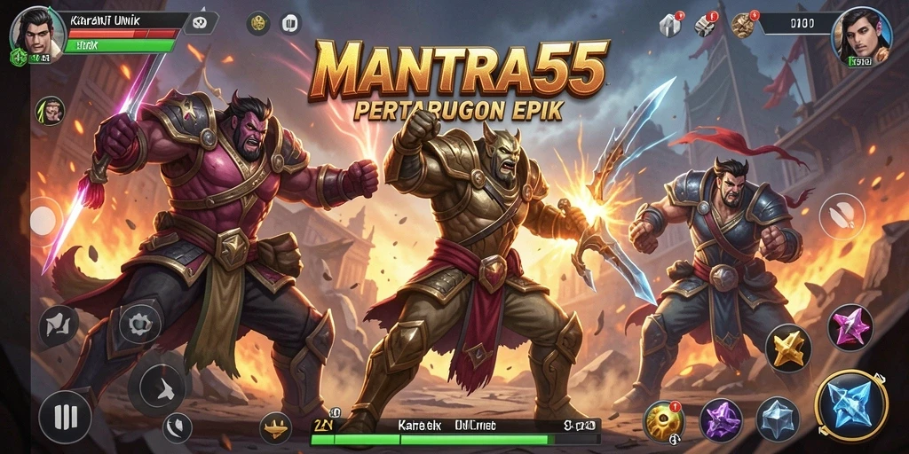 Tangkapan layar dari MANTRA55 menunjukkan aksi pertarungan yang mendebarkan.