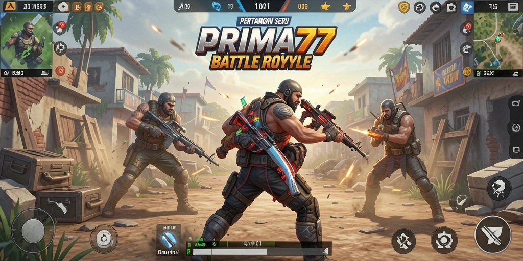 Gameplay mendebarkan di arena Battle Royale PRIMA77.