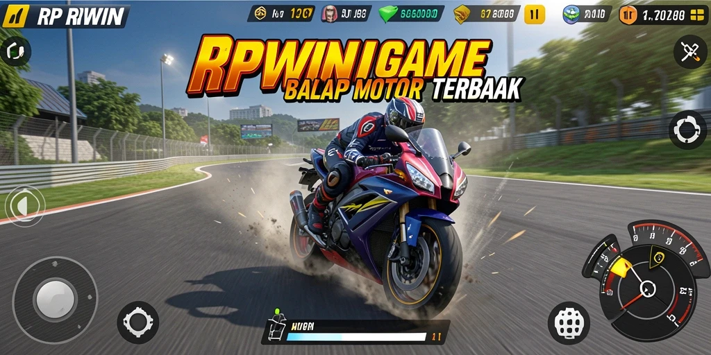 Tampilan gameplay RPWIN yang mendebarkan dalam balapan motor.
