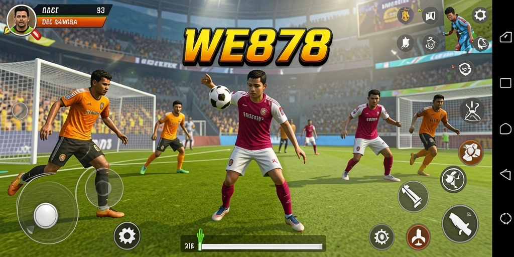 Tampilan gameplay seru WE878 dengan aksi penuh olahraga.